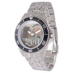 Montre Monogramme de couple de photo de mariage personnal