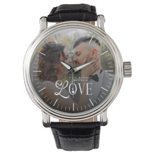 Montre Monogramme de couple de photo de mariage personnal