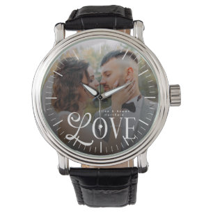 Montre Monogramme de couple de photo de mariage personnal