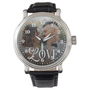 Montre Monogramme de couple de photo de mariage personnal