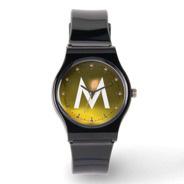 MONTRE MONOGRAMME DE JAUNE IMPRIMÉ TOPAZ (Recto)