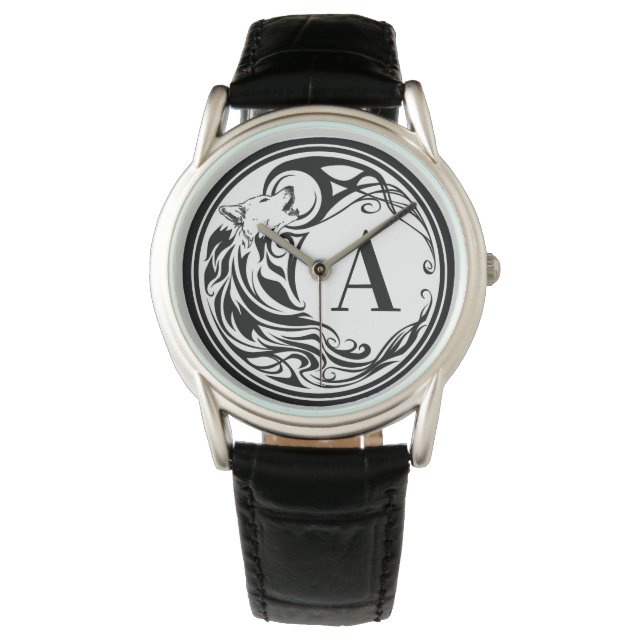 Montre Monogramme de loup tribal (devant)