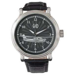 Montre Monogramme de rayon de soleil de silhouette de