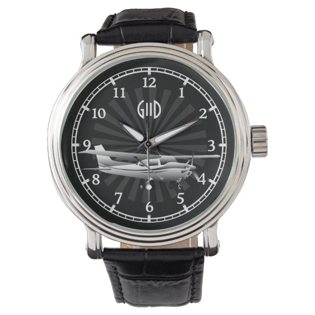 Montre Monogramme de Sunburst de Cessna Silhouette de l'a (devant)