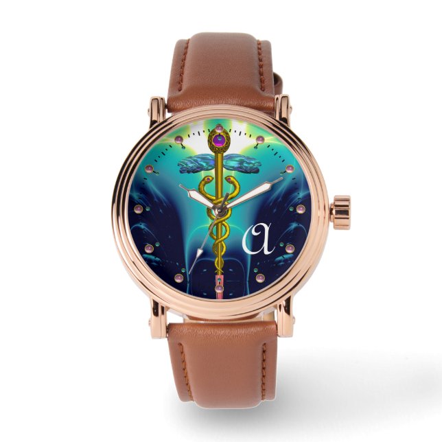Montre MONOGRAMME D'OR, Bleu d'Aqua, Turquoise (Recto)