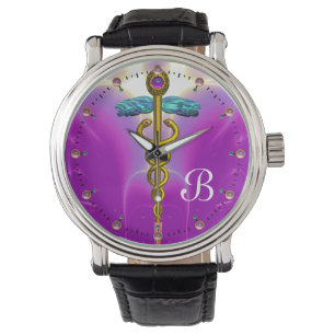 Montre MONOGRAMME D'OR CADUCE, Fuchsia Rose