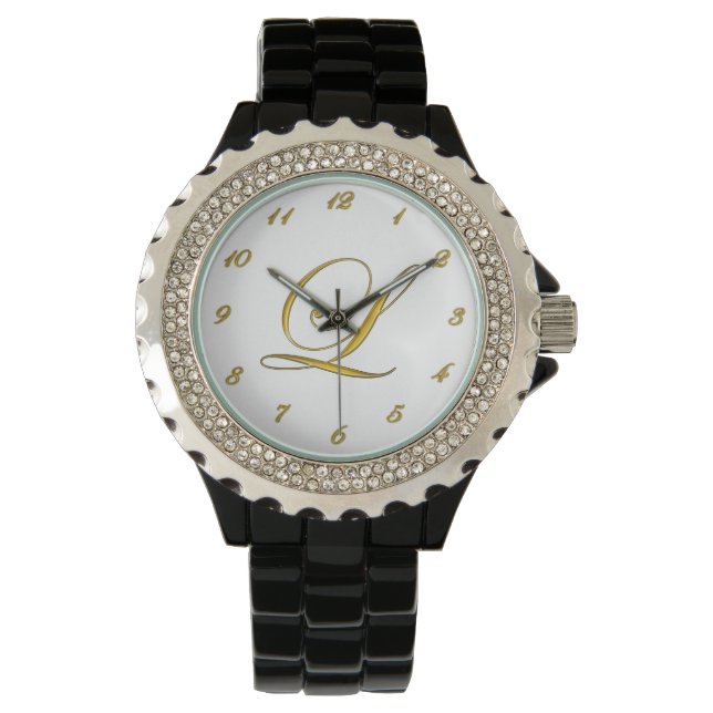 Montre Monogramme d'or Monographie initiale L avec chiffr (devant)