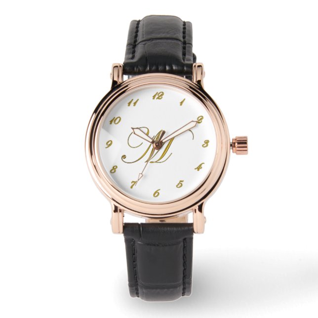 Montre Monogramme d'or Monographie initiale M avec chiffr (Recto)
