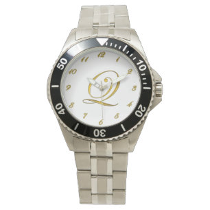Montre Monogramme d'or Monographie Q initiale avec chiffr