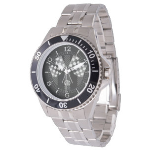 Montre Monogramme Drapeaux de course Bandes noires Style