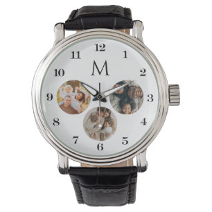 Montre Monogramme élégant personnalisé Moderne 3 Photo Co