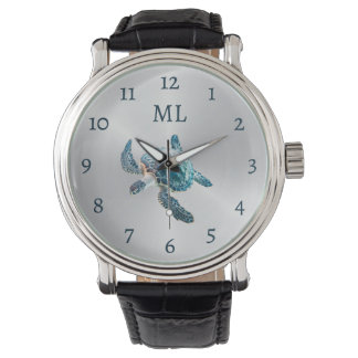 Montre Monogramme en argent de tortue 3D