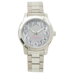Montre Monogramme en argent parties scintillant