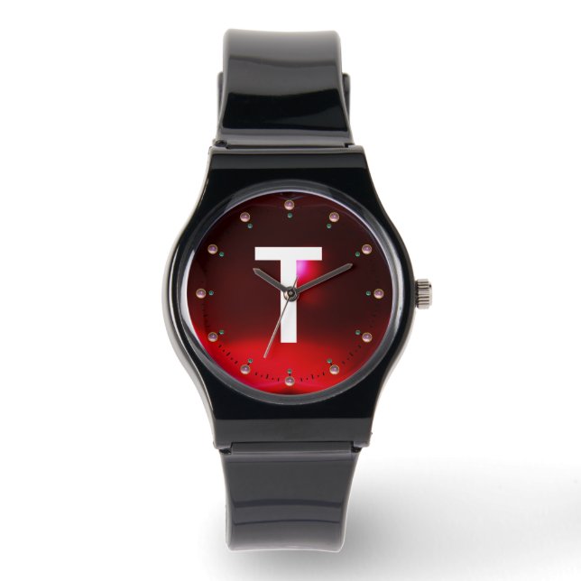 MONTRE MONOGRAMME EN PIERRE ROUGE IMPRIMÉ (Recto)