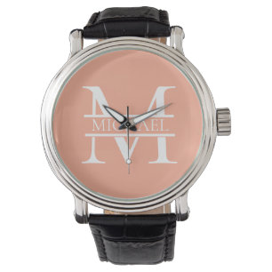 Montre Monogramme et nom de la pêche élégante personnalis
