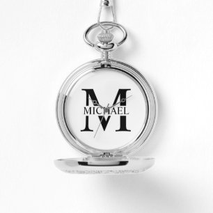 Montre Monogramme et nom personnalisés blancs