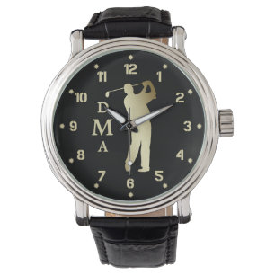 Montre Monogramme Golfeur Silhouette Or