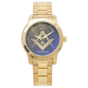 Montre Monogramme maçonnique bleu et or