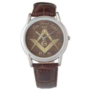 Montre Monogramme maçonnique en bois