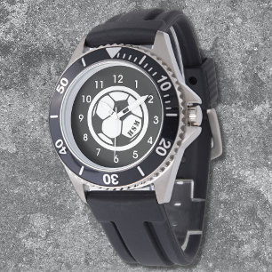 Montre Monogramme masculin Monographie de soccer noir