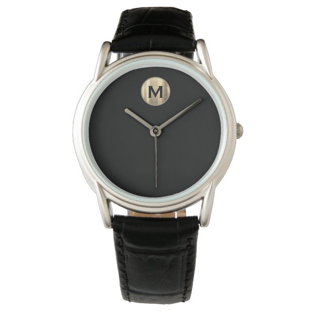 Montre Monogramme minimal en or noir (devant)
