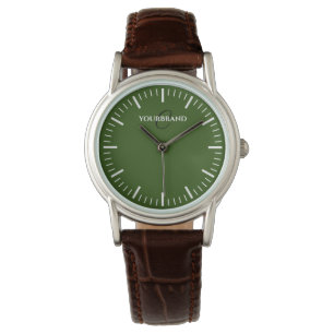Montre Monogramme minimaliste vert visage personnalisé fe