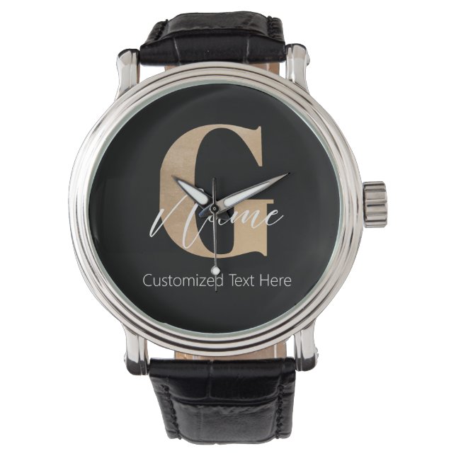 Montre Monogramme moderne Initiale G & Nom Personnalisé (devant)