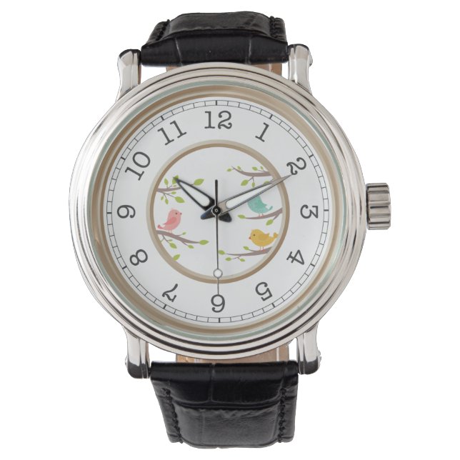 Montre Monogramme moderne | Numéros romains noirs classiq (devant)