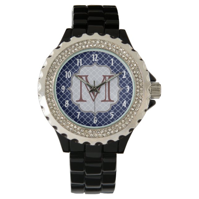 Montre Monogramme Monogramme en latte bleu marine (devant)
