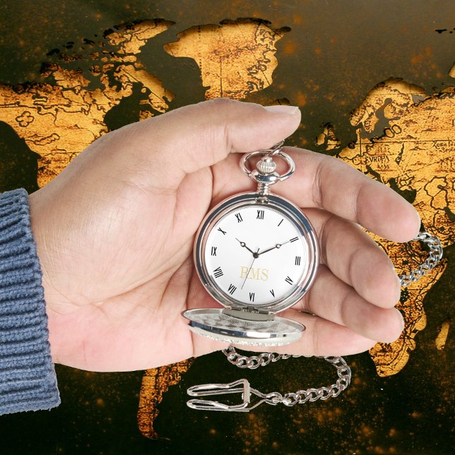 Montre Monogramme Or Classic Monogramme Poche Argent (Classic Timepiece Gold Monogram Silver Pocket Watch)