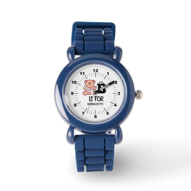 Montre Monogramme personnalisé B pour ours drôle animal m (Recto)