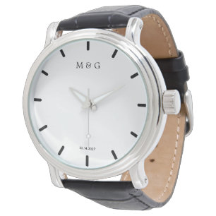 Montre Monogramme personnalisé et symbole de date de l'am