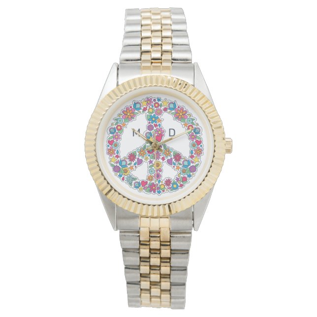 Montre Monogramme personnalisé Monogramme de paix (devant)