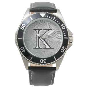 Montre Monogramme personnalisé Motif en acier Damas