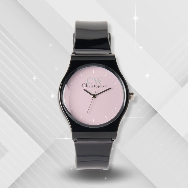 Montre Monogramme rose minimaliste (Créateur téléchargé)
