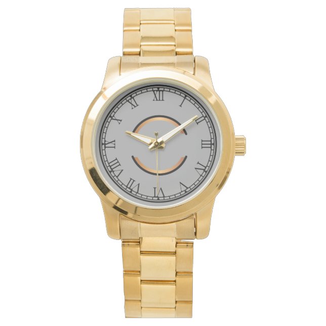 Montre Monogramme rustique Unisex surdimensionné Or (devant)