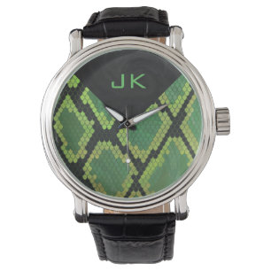 Montre Monogramme Serpent vert et noir
