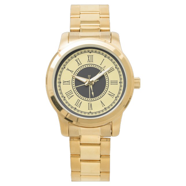 Montre Monogramme Unisex Gold surdimensionné (devant)