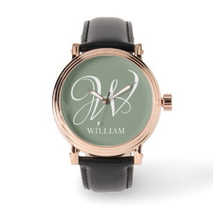 Montre Monogramme vert de l'élégance de la taille personn