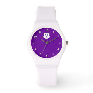 Montre monogramme violet avec initiale personnalis