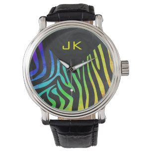 Montre Monogramme Zebra noir et arc-en-ciel