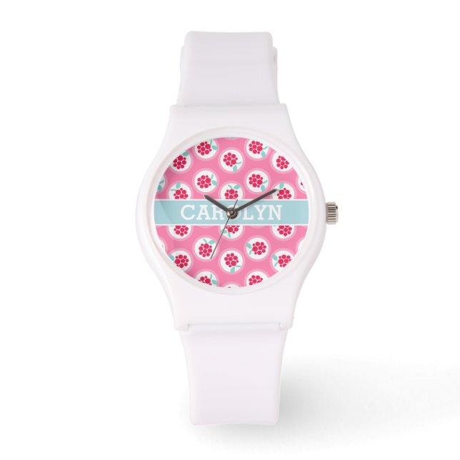 Montre Monographie de motifs de framboise rose mignonne (Recto)
