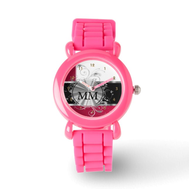 Montre Monographie rouge et argent sur blanc (Recto)