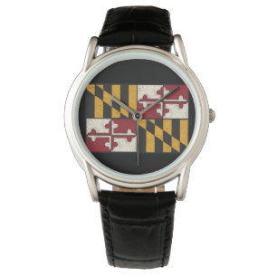 Montre Montre-drapeau du Maryland antique pour hommes/noi