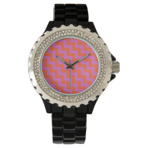 Montre Montre-poignet en pierre : Magenta, Chevrons orang