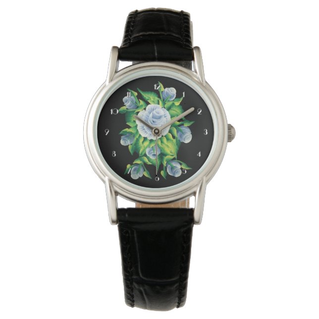 Montre Montre-poignet Rose peint à la main (devant)