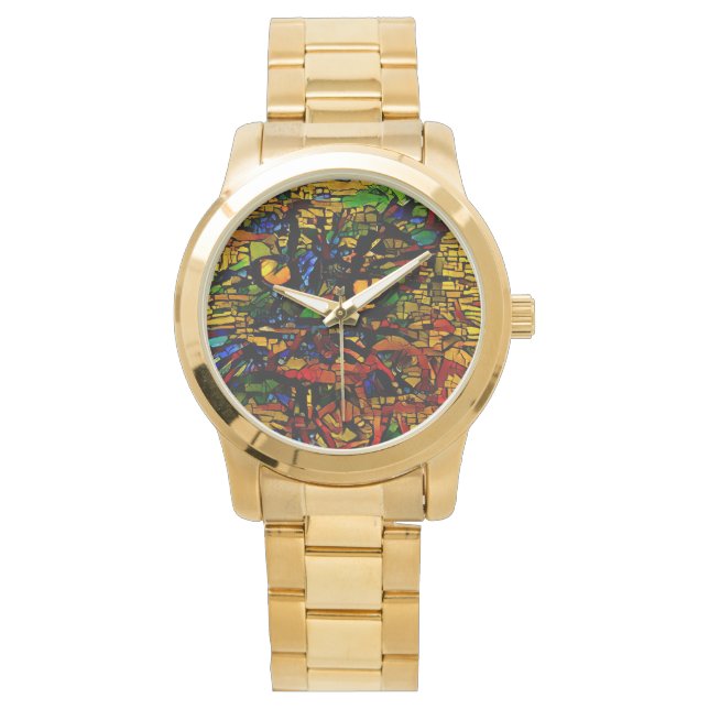 Montre Mosaïque colorée Chat Art Prin (devant)