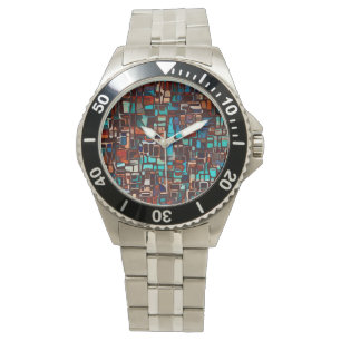 Montre mosaïque en vitrail abstrait
