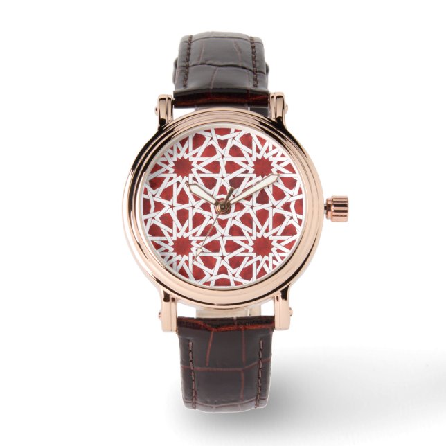 Montre Mosaïque marocaine rouge (Recto)