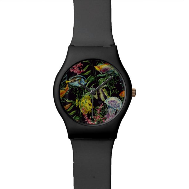 Montre Motif 1 de vie marine d'aquarelle (Fermer)
